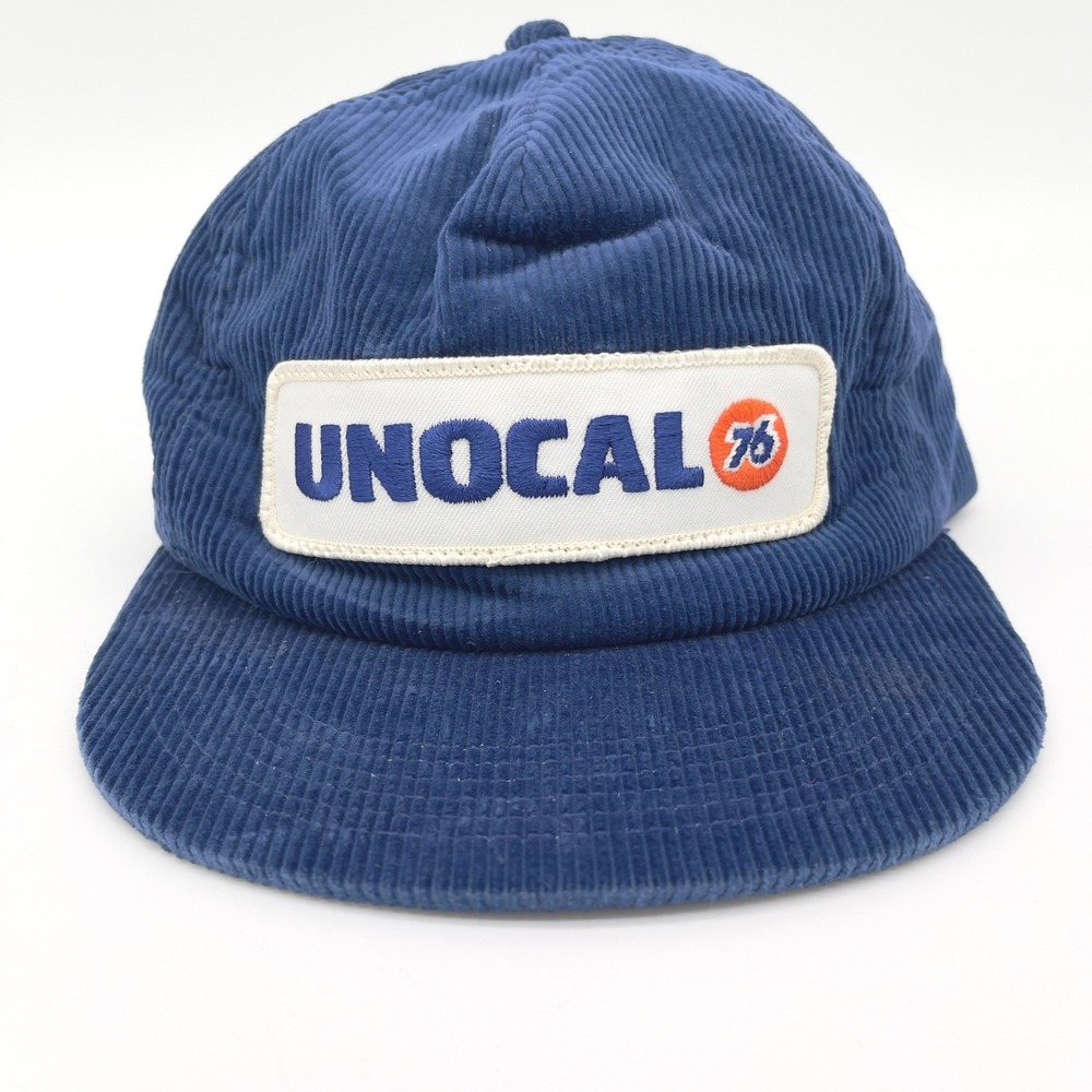 Vintage Unocal 76 Corduroy Snapback Hat Mens OSFA Blue Gas Station Industrial